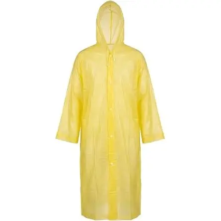 Su Geçirmez EVA Sarı Yağmurluk Kapüşonlu Çıtçıtlı Tekrar Kullanılabilir Unisex Yağmurluk Ponço Acil Durum Yağmurluğu